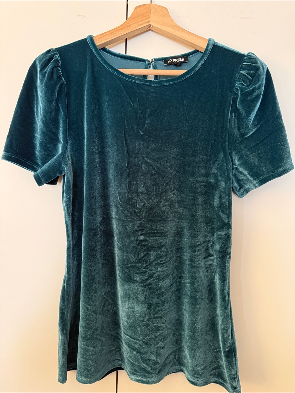 Express Women's Teal Velvet Short Sleeve Tee
